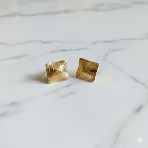 Stainless Steel Elegant Gold Square Stud Earrings